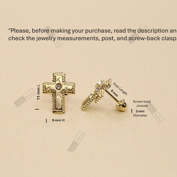 14K Yellow Gold Cross Earrings Religious Dangle Textured Design Fine Jewelry. - Picture 6 of 7